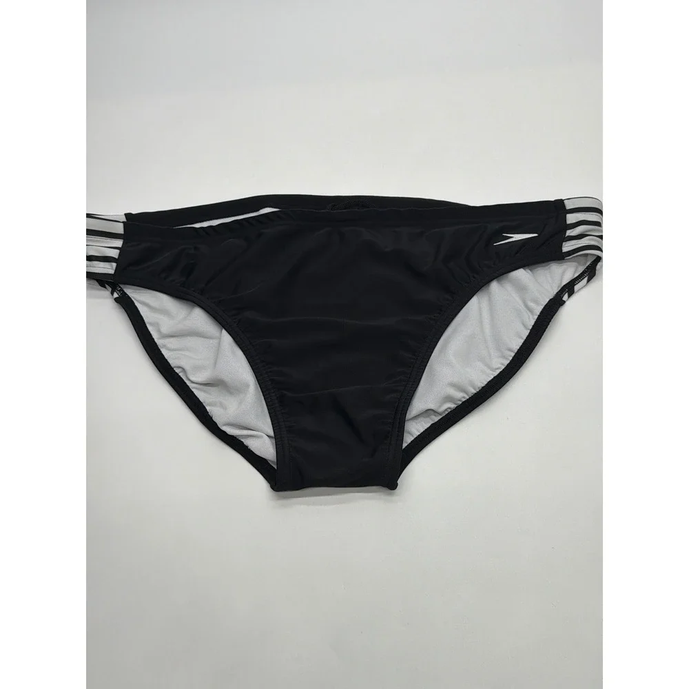 Speedo Mens Black Striped Swim Briefs Plus Size L Lycra Trunks PSDBP5506404BLL